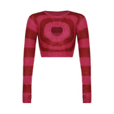 Aesthetic Heart Striped Y2k Long Sleeve Sweatshirt